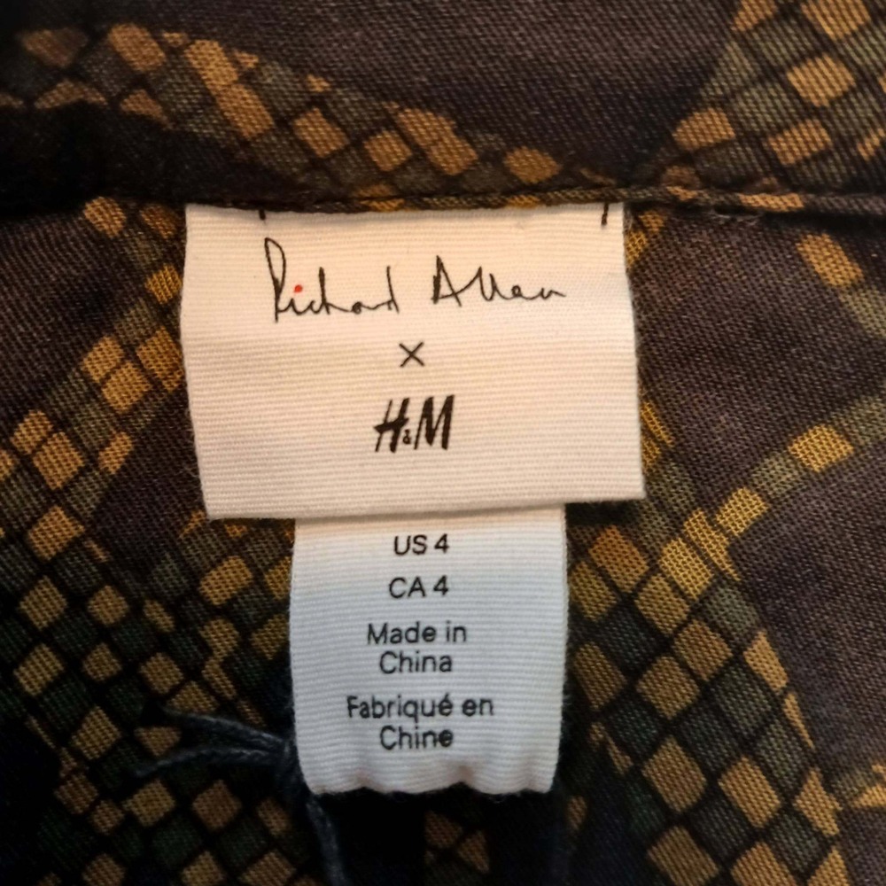 NWT Richard Allen x H&M Shirt Dress Black Yellow Geometric  Pockets Sz 4 Mod - Picture 4 of 13